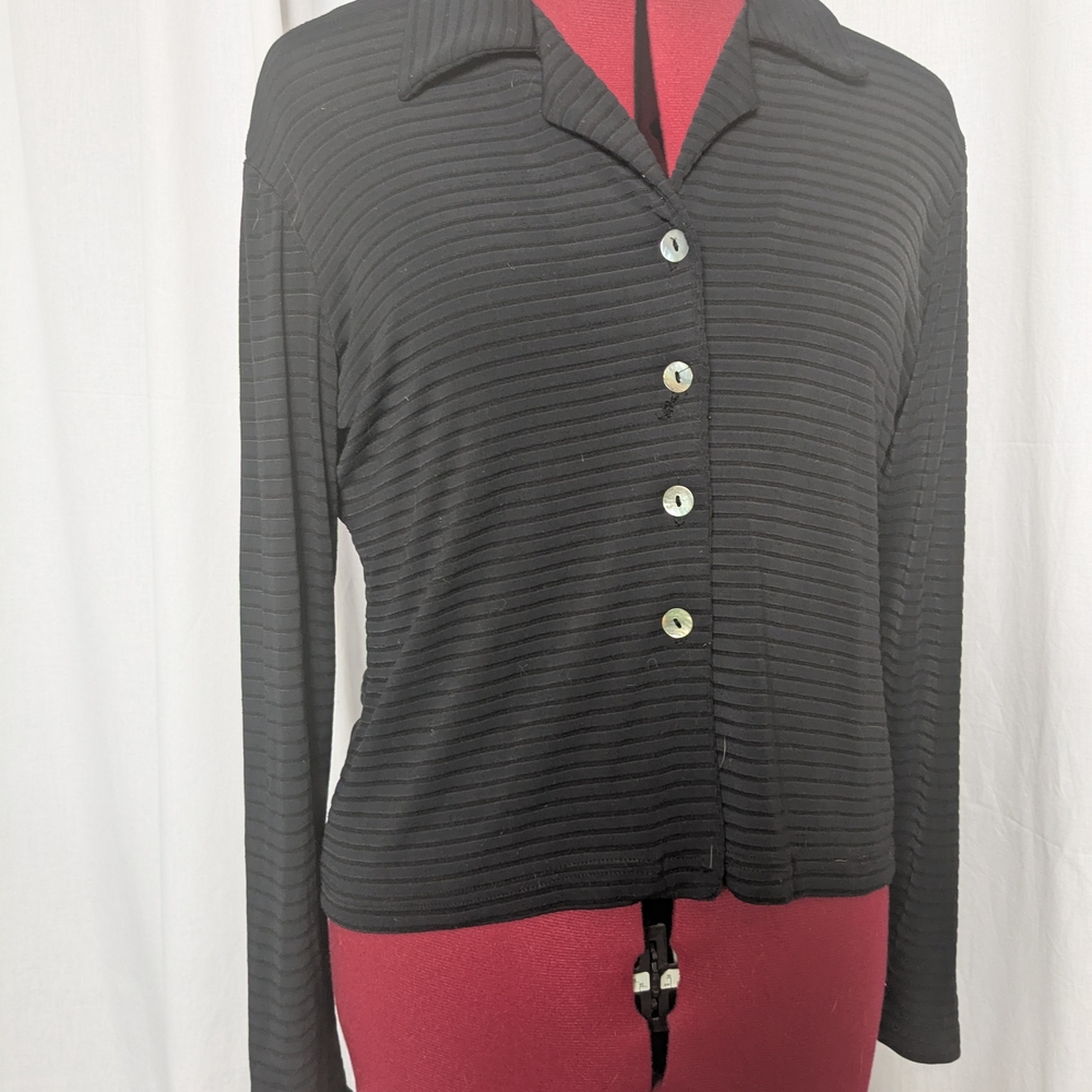 Vintage Black Button-Up Blouse
